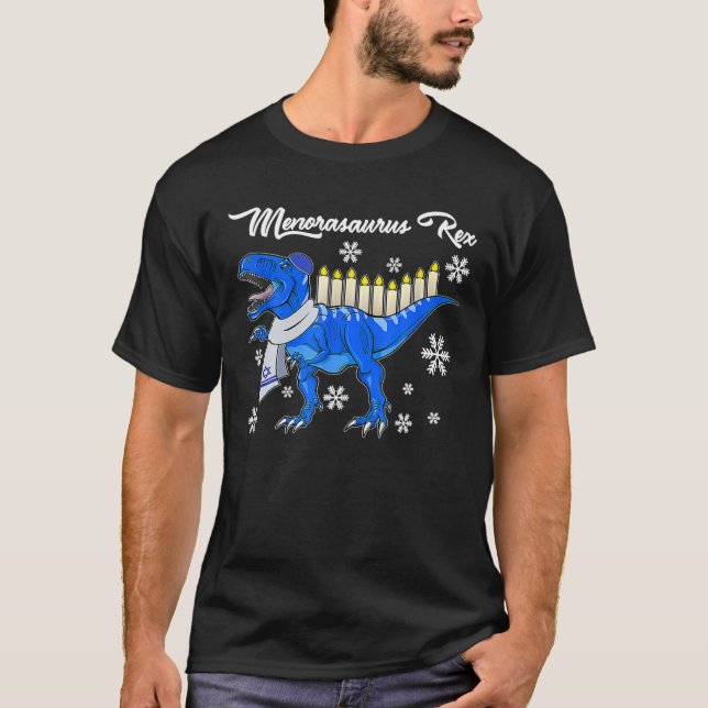 Camiseta Hanukkah Dinosaur Menorasauro T Rex Dino Chanukah (Anverso)