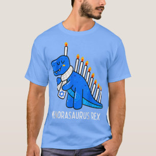 Camiseta Hanukkah Dinosaur Menorasaurus Blue TRe Chanukah B