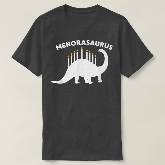 Camiseta Hanukkah Dinosaur Menorasaurus Funny Jewish Bronto (Diseño del anverso)