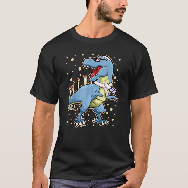 Camiseta Hanukkah Dinosaur Stegosaurus Dino Menorah (Anverso)