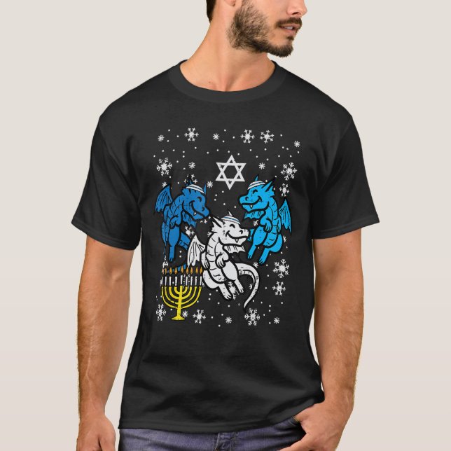 Camiseta Hanukkah Dragons Chanukah Jewish Men Women  Boys G (Anverso)