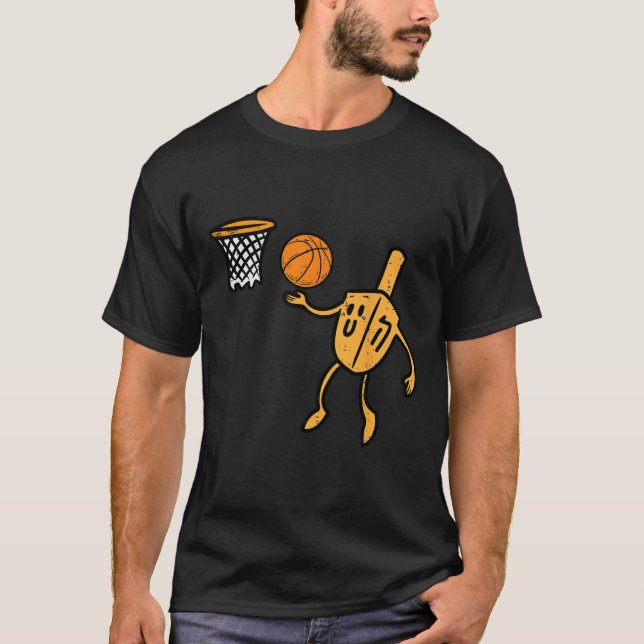 Camiseta Hanukkah Dreidel Baloncesto Chanukah Hombres Judío (Anverso)