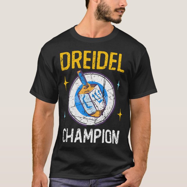 Camiseta Hanukkah Dreidel Campeón Judía de hilatura superio (Anverso)