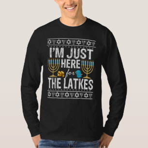 Camiseta Hanukkah, estoy aquí para los judíos de Latkes