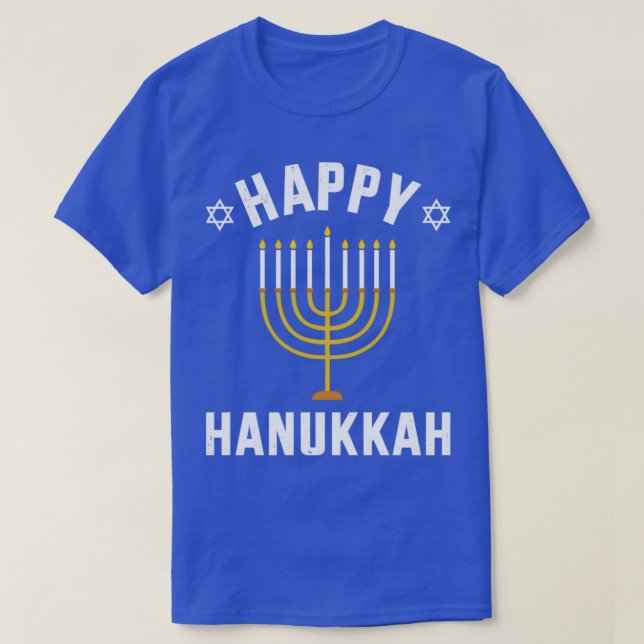 Camiseta Hanukkah feliz con menorah para navidades judíos c (Diseño del anverso)