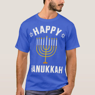 Camiseta Hanukkah feliz con menorah para navidades judíos c