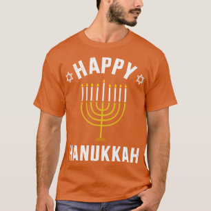 Camiseta Hanukkah feliz con menorah para navidades judíos c