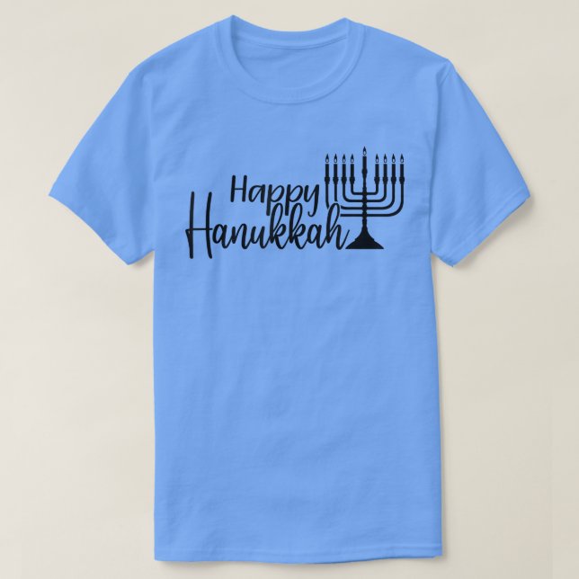 Camiseta Hanukkah feliz, Hombres, Mujeres y Niños, Menorah, (Diseño del anverso)