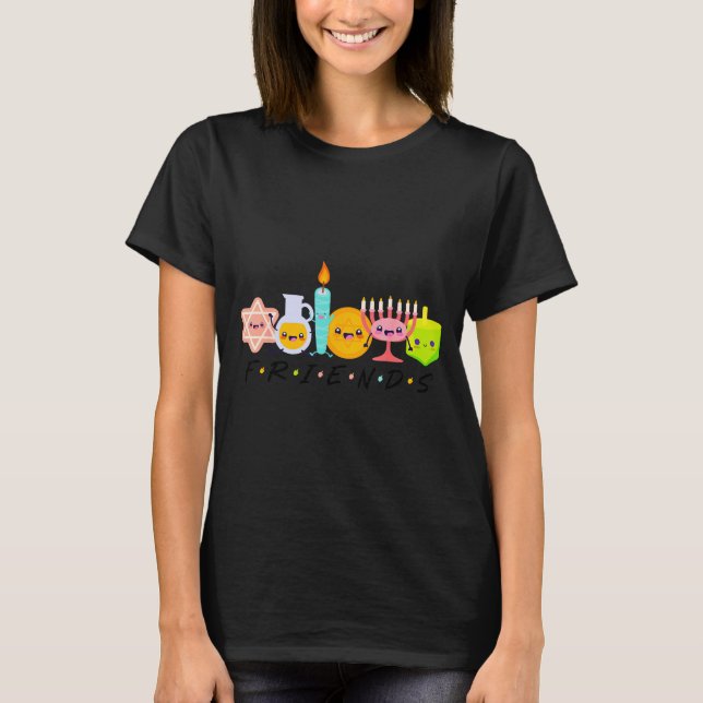 Camiseta Hanukkah Friends Menorah Traditional Jewish Dreide (Anverso)