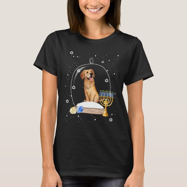 Camiseta Hanukkah Golden Retriever Dog Snow Globe Pajama (Anverso)