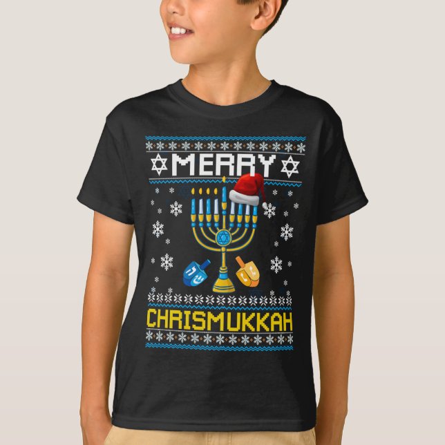 Camiseta Hanukkah Jewish Merry Christmas Chrismukkah Ugly S (Anverso)