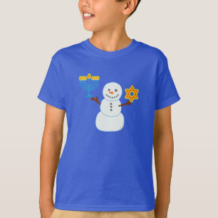 Camiseta Hanukkah judío adorable muñeco de nieve Menorá Est