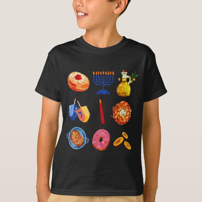 Camiseta Hanukkah Latke Menorah Dreidel Donut Chanukah Jewi (Anverso)