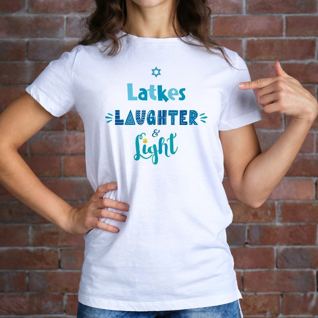 Camiseta Hanukkah Latkes Risas Tipografía Moderna Ligera (Subido por el creador)