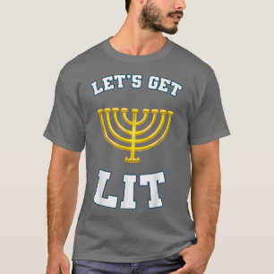 Camiseta Hanukkah Lets Get Lit Menorah Chanukah Festival Je