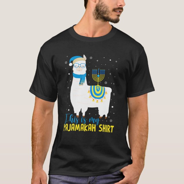 Camiseta Hanukkah Llama Christmas Happy Llamakah Pajamas Fu (Anverso)
