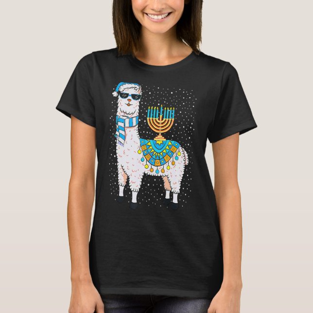 Camiseta Hanukkah Llama Cute Alpaca Chanukah Navidades (Anverso)