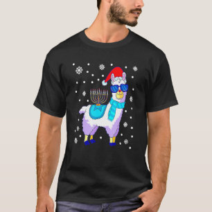 Camiseta Hanukkah Llama Menorah Alpaca Santa Hat Navidades