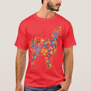Camiseta Hanukkah Llama Shape Hanukkah Menorah Collection L