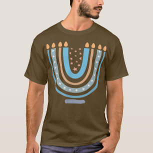 Camiseta Hanukkah Menorah Candal Arcoiris Luz Hanukkah Cel