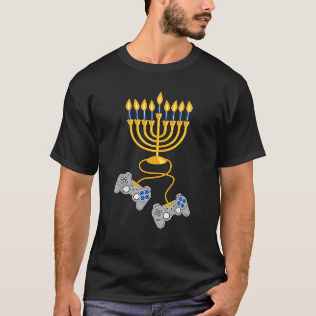 Camiseta Hanukkah Menorah Candles Video Game Controller (Anverso)