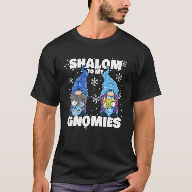 Camiseta Hanukkah Menorah Dreidel Gnome Shalom A Mi (Anverso)