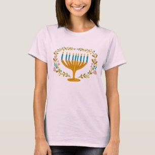 Camiseta HANUKKAH Menorah floral festividad judía