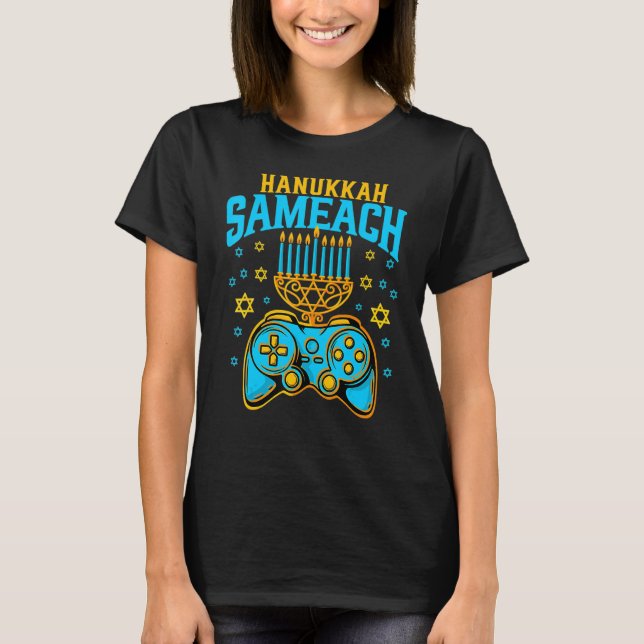 Camiseta Hanukkah Menorah Gamer Video Games  Chanukah Jewis (Anverso)