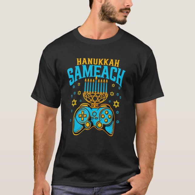Camiseta Hanukkah Menorah Gamer Videojuegos Chanukah Jewis (Anverso)