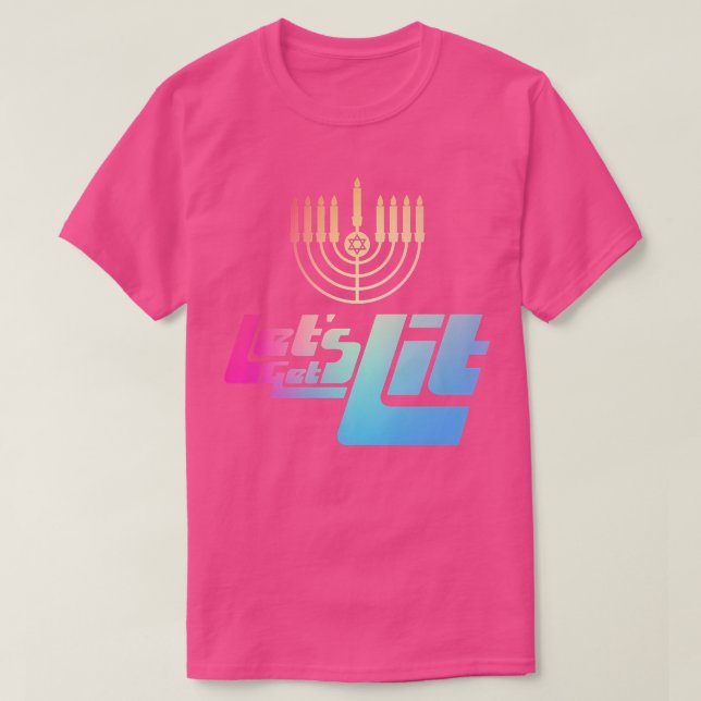 Camiseta Hanukkah Menorah, judía divertida, deja que se ILU (Diseño del anverso)