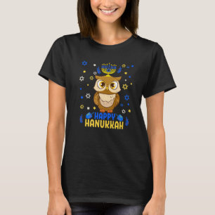 Camiseta Hanukkah Menorah Owl Funny Chanukah Jewish Gift