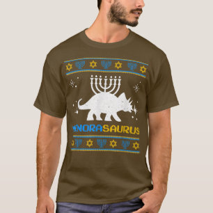 Camiseta Hanukkah Menorah Saurus Dinosaur Pun Judío 