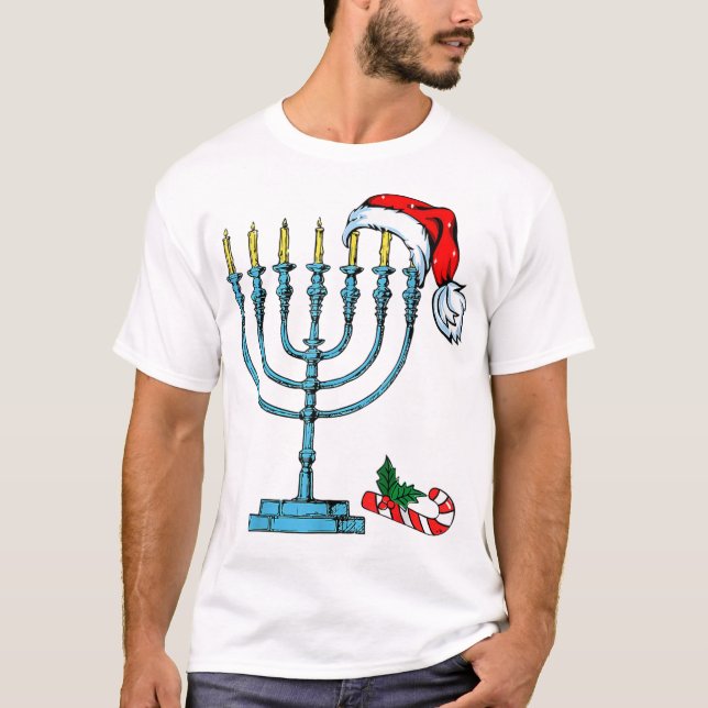 Camiseta Hanukkah Navidades Santa Hat Family Chr (Anverso)