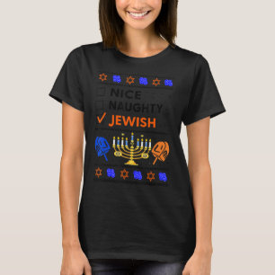 Camiseta Hanukkah Nice Naughty judío Feo Chanukah Chica W