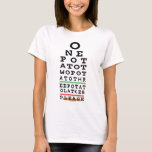 Camiseta Hanukkah One Potato Two Latkes Basic TShirt<br><div class="desc">Hanukkah Menorah "One Potato Two Potato Three Potato Latkes Please"/Eye Chart Camisetas Básicas para mujeres Escoja entre muchos colores, estilos y tamaños diferentes para este diseño! ¡Gracias por detenerse y por ir de compras! ¡Muy apreciado! ¡Feliz Chanukah/Hanukkah! Acerca de este estilo de producto: Camiseta básica para mujeres Esta camiseta básica...</div>