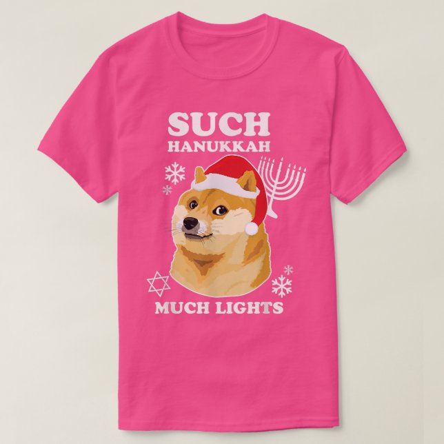 Camiseta Hanukkah Shibe    DogeTales Hanukkah Muchas Luces  (Diseño del anverso)