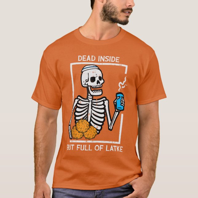 Camiseta Hanukkah Skeleton Dead Inside Full Latke Chanukah  (Anverso)