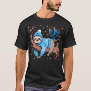 Camiseta Hanukkah Sloth Divertido Judío Chanukah Durmiendo 
