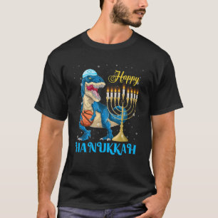 Camiseta Hanukkah T-Rex Menorasaurus Dinosaur Basketball
