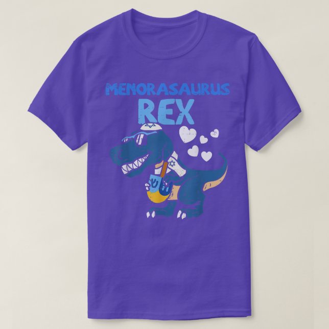 Camiseta Hanukkah T-Rex Menorasaurus Kids Rex Dinosaur Boy  (Diseño del anverso)