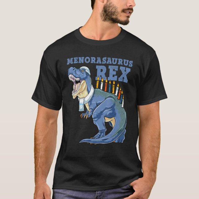 Camiseta Hanukkah T Rex Menorasaurus Rex Dinosaur Menorah (Anverso)