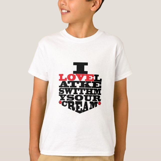 Camiseta Hanukkah Tee Shirt Kids "I Love Latkes" (Anverso)