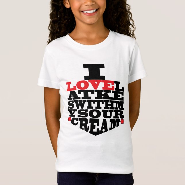 Camiseta Hanukkah Tee Shirt Kids "I Love Latkes" (Anverso)