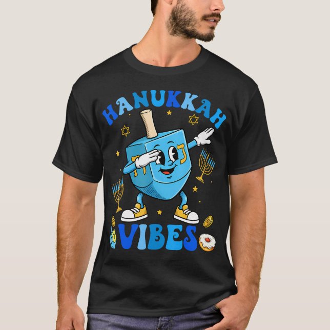 Camiseta Hanukkah Vibe Funny Dreidel Dabbing Shirt Menorah  (Anverso)