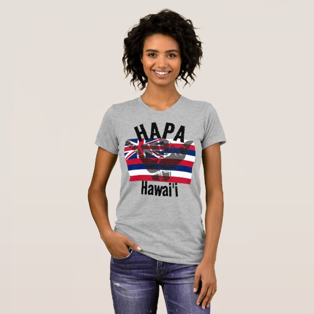 Camiseta HAPA HAWAII HI Flag TRIBAL SHAKA BG (Anverso completo)