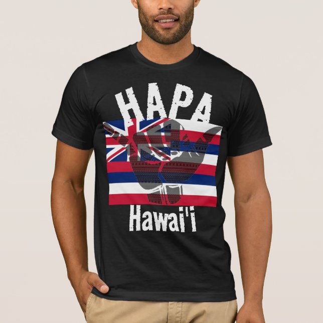 Camiseta HAPA HAWAII HI Flag TRIBAL SHAKA BG Whats (Anverso)