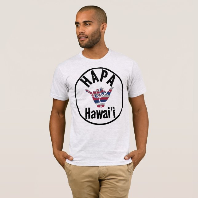 Camiseta HAPA HAWAII TRIBAL HI Flag SHAKA (Anverso completo)
