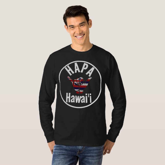 Camiseta HAPA HAWAII TRIBAL HI Flag SHAKA (Anverso completo)