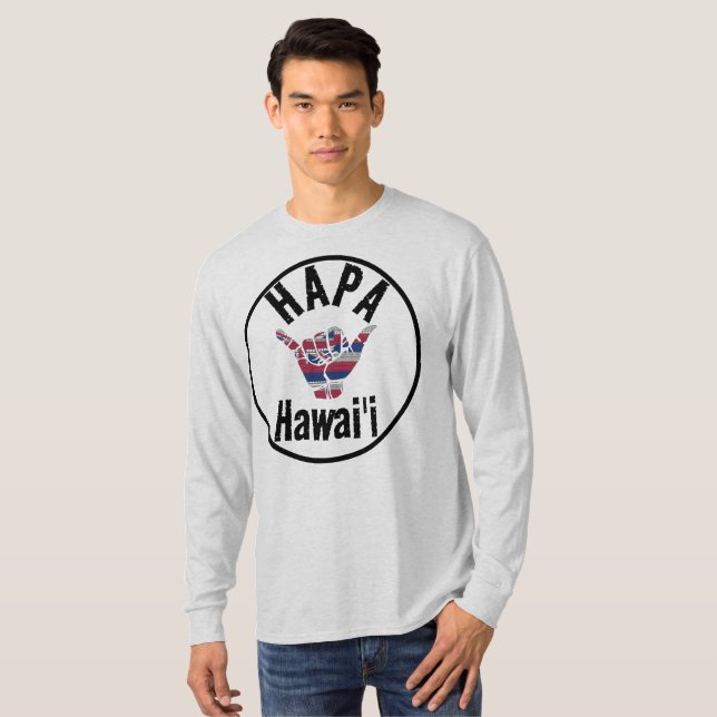 Camiseta HAPA HAWAII TRIBAL HI Flag SHAKA (Anverso completo)