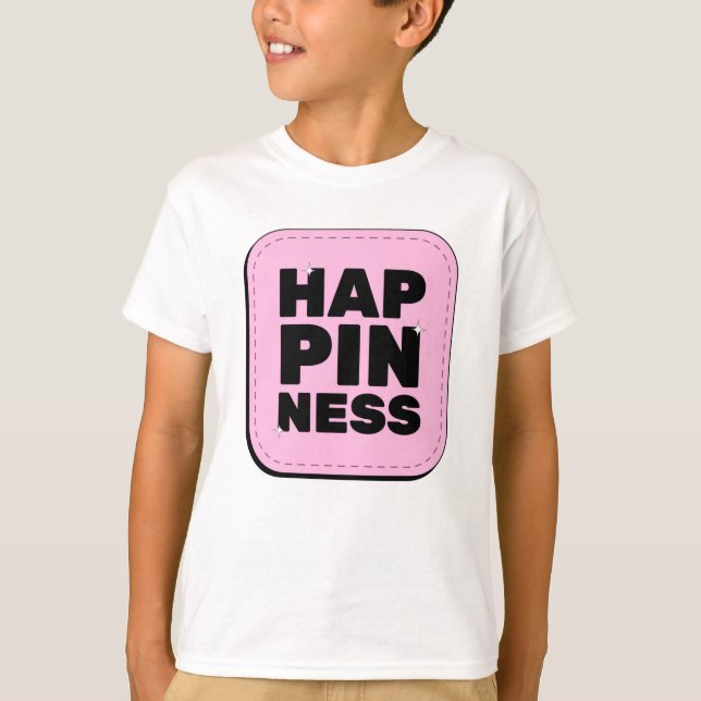 Camiseta Happiness Bold Diseño de comillas rosadas (Anverso)